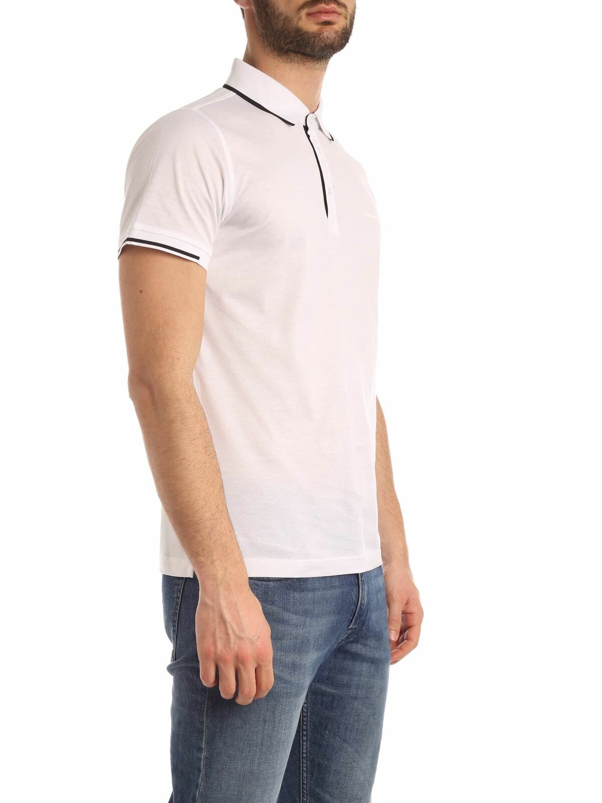 Shop Karl Lagerfeld Tone-on-tone Logo Polo Shirt In White