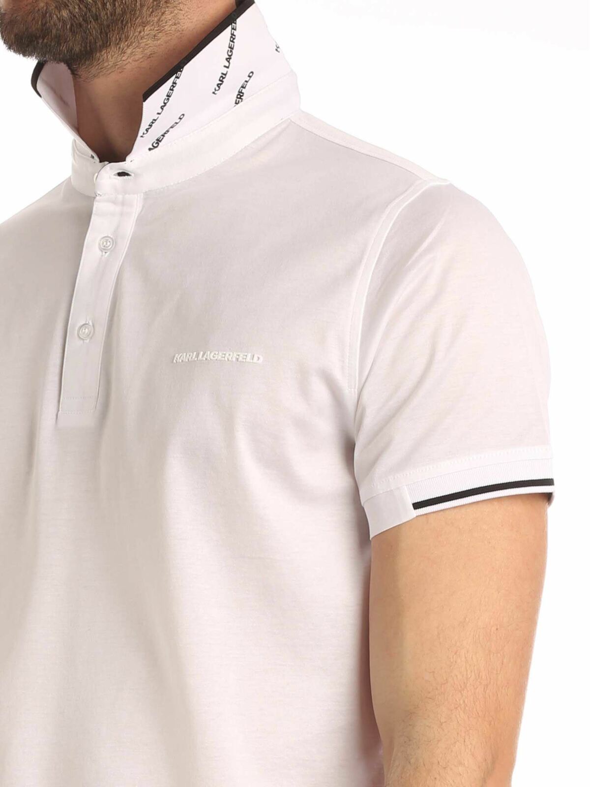 Shop Karl Lagerfeld Tone-on-tone Logo Polo Shirt In White
