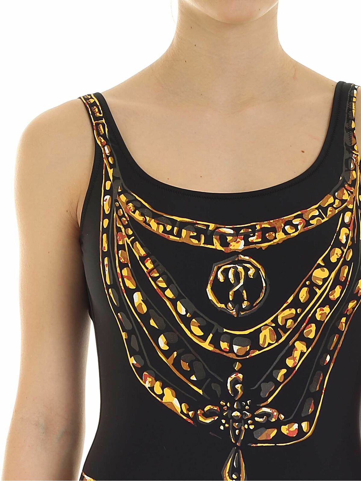 Shop Moschino One Piece Chains Swimsuit In Black