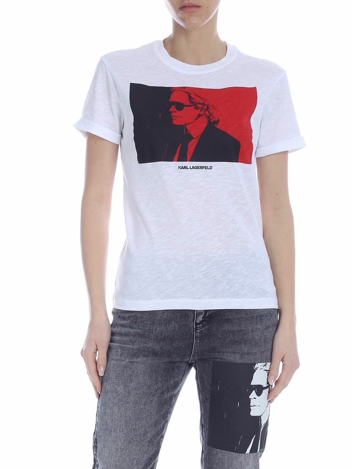 Karl Lagerfeld Karl Legend Colourblock T-shirt In White