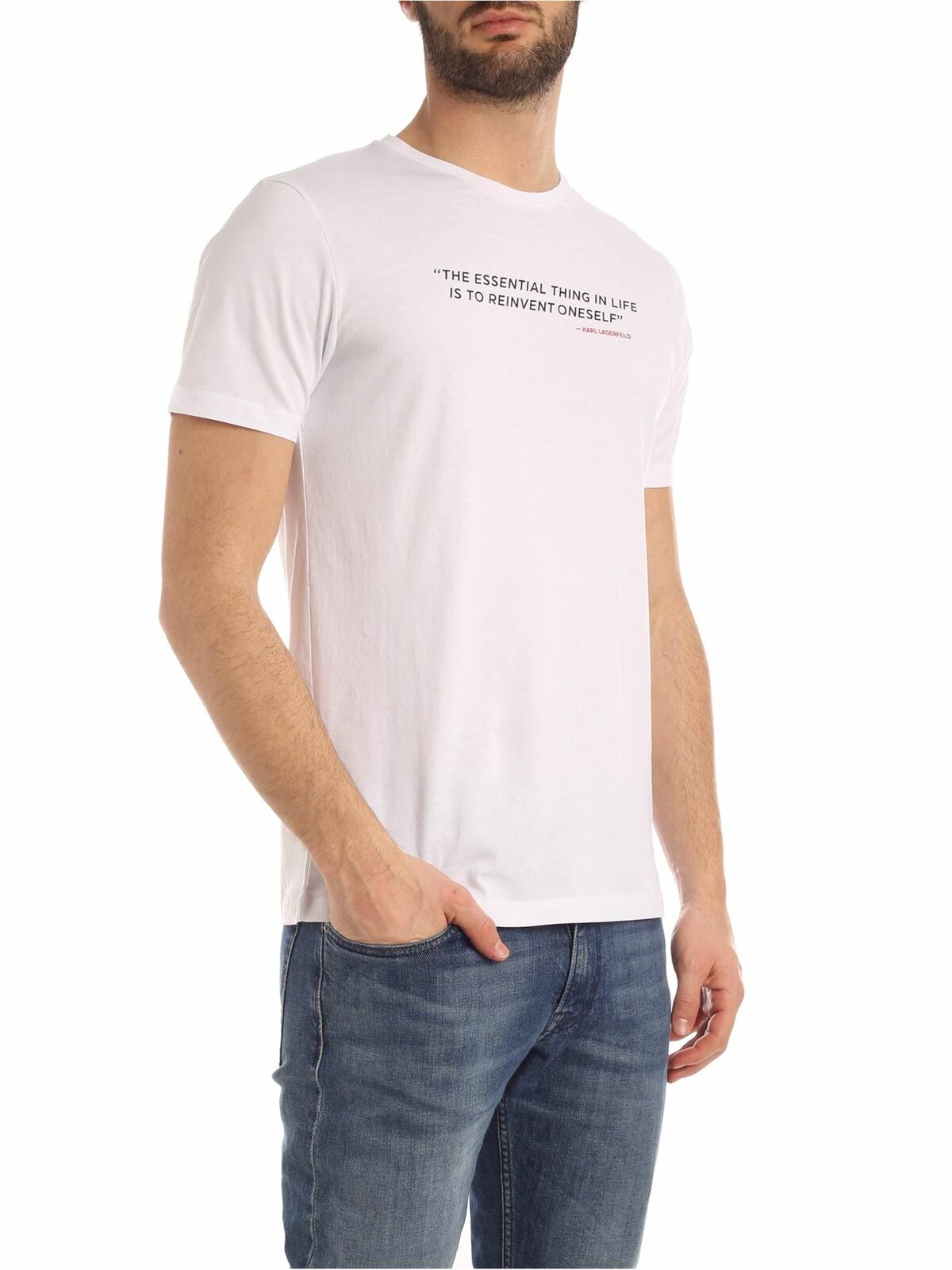 Shop Karl Lagerfeld Essential Print T-shirt In White