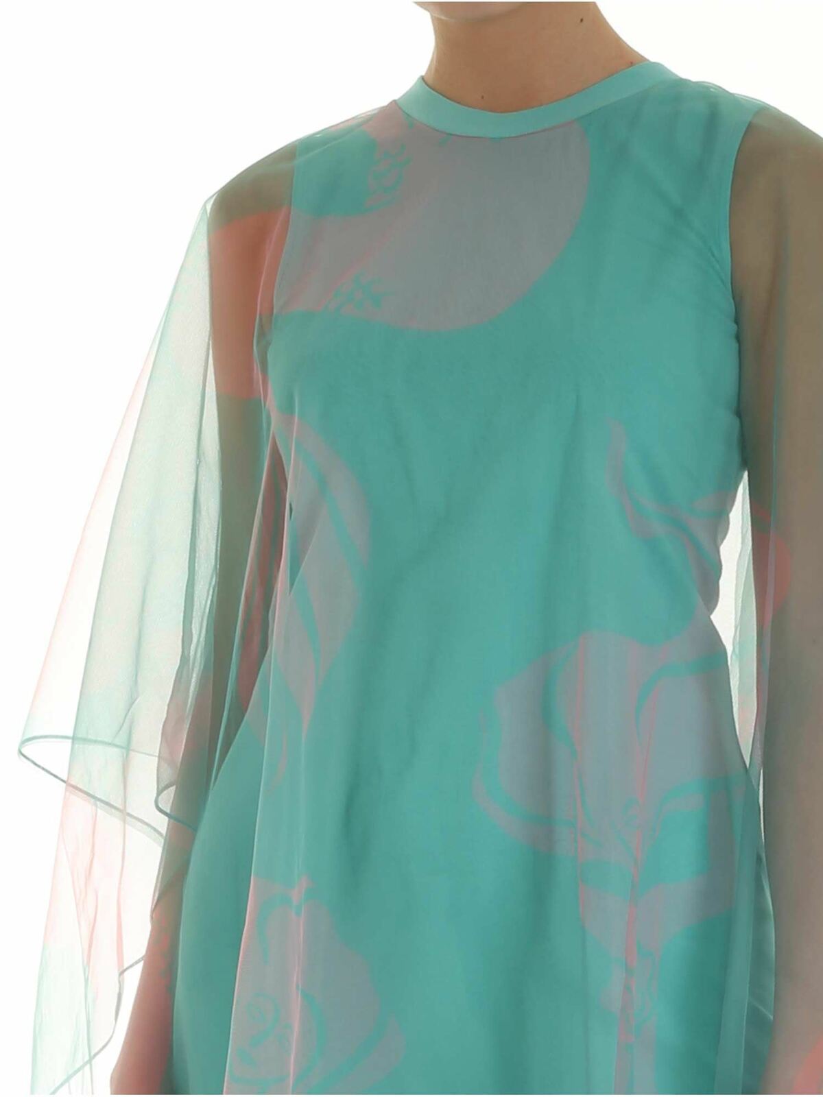 Shop Kenzo Double Layer Dress In Aquamarine In Verde