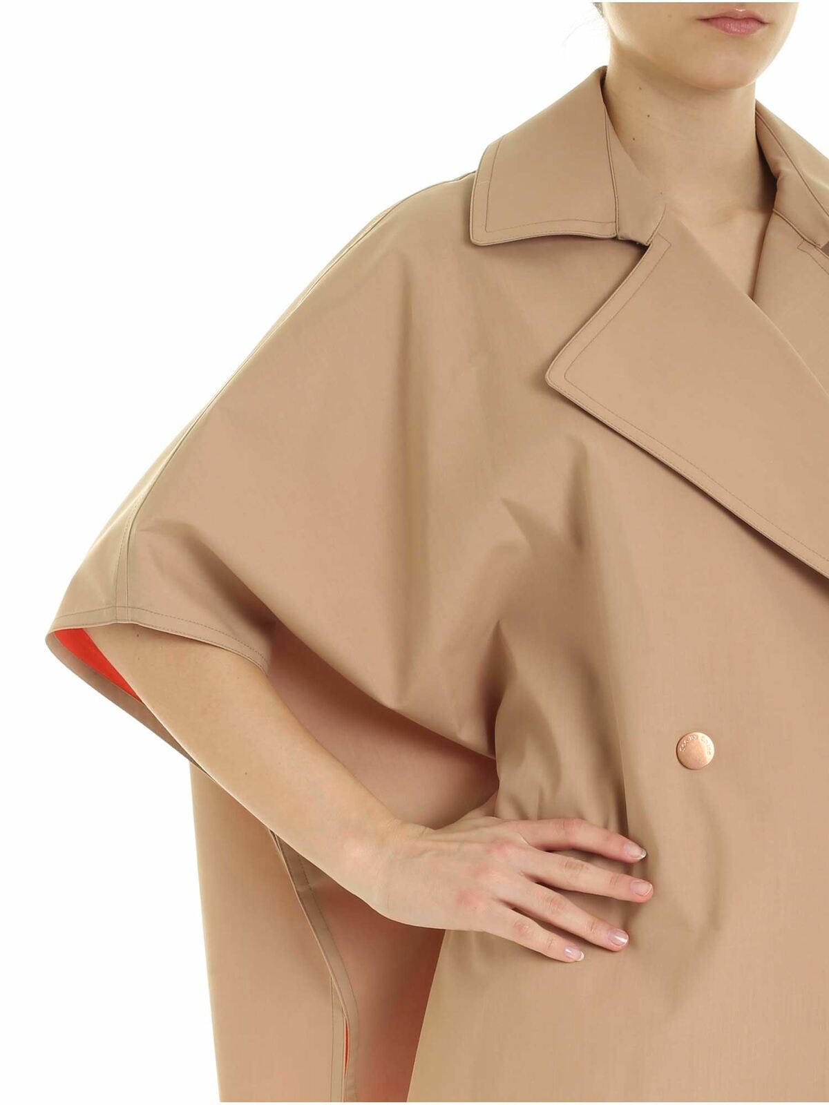 Shop See By Chloé Beige Cape With Orange Interior In Beis