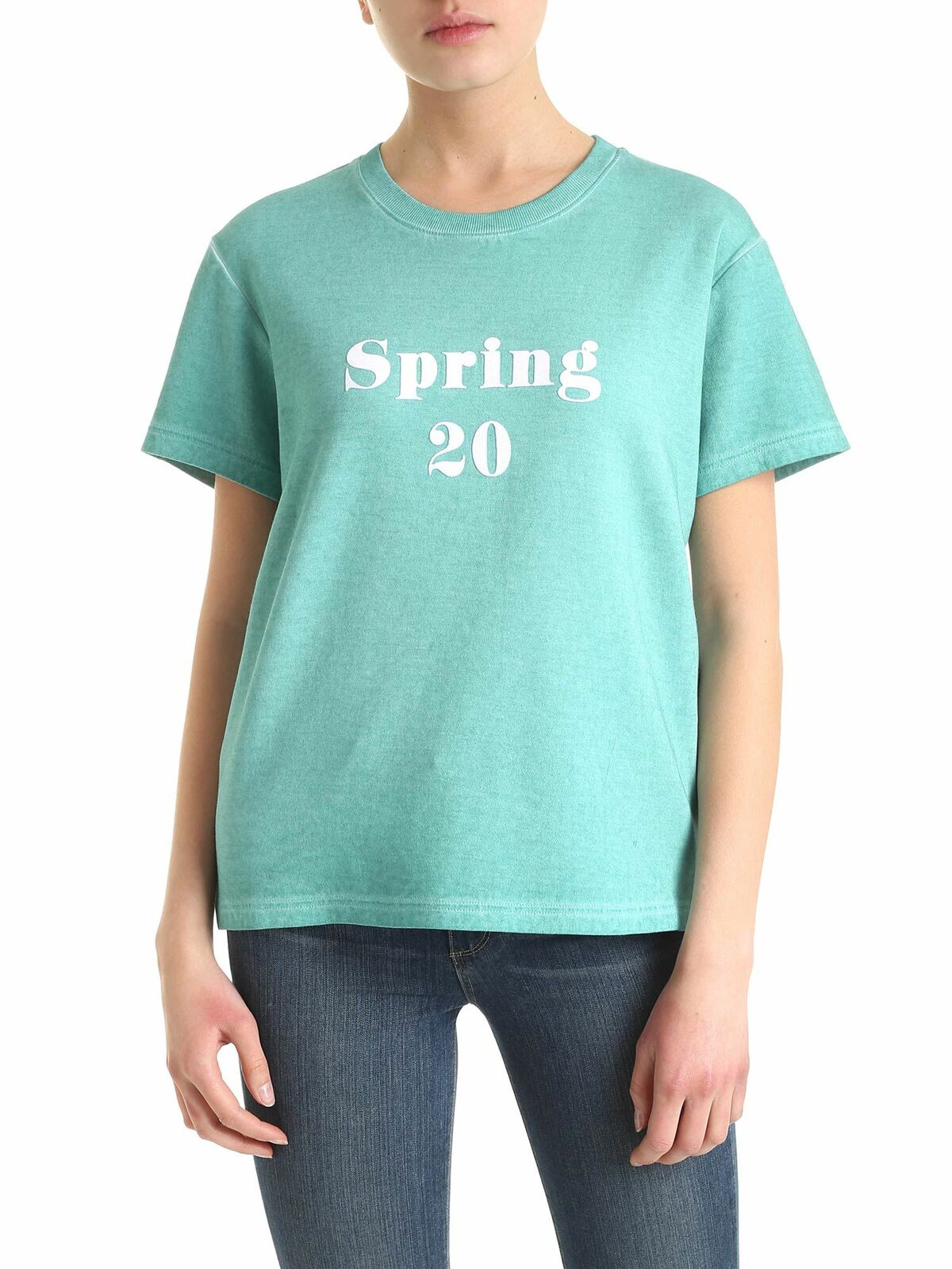 See By Chloé Dainty Blue T-shirt With Logo In Green