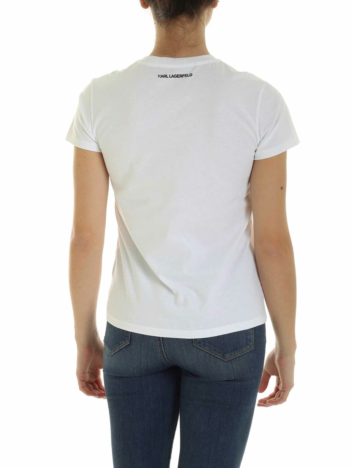 Shop Karl Lagerfeld Rue St. Guillaume Rhinestones T-shirt In Whit In White