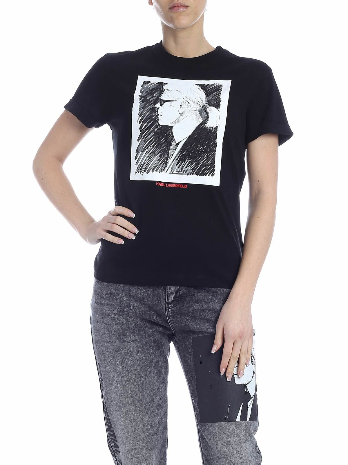Karl Lagerfeld Karl Legend Profile T-shirt In Black