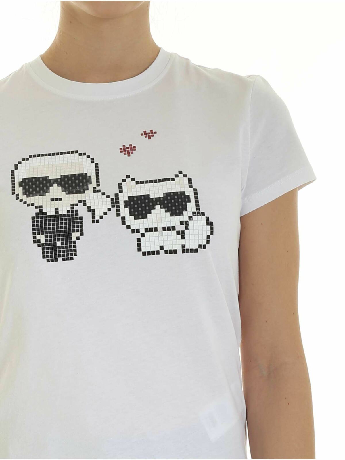Shop Karl Lagerfeld Karl Pixel T-shirt In White