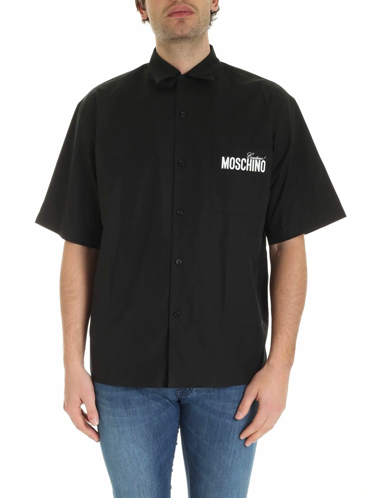 Moschino Logo Prints Shirt In Black In Negro