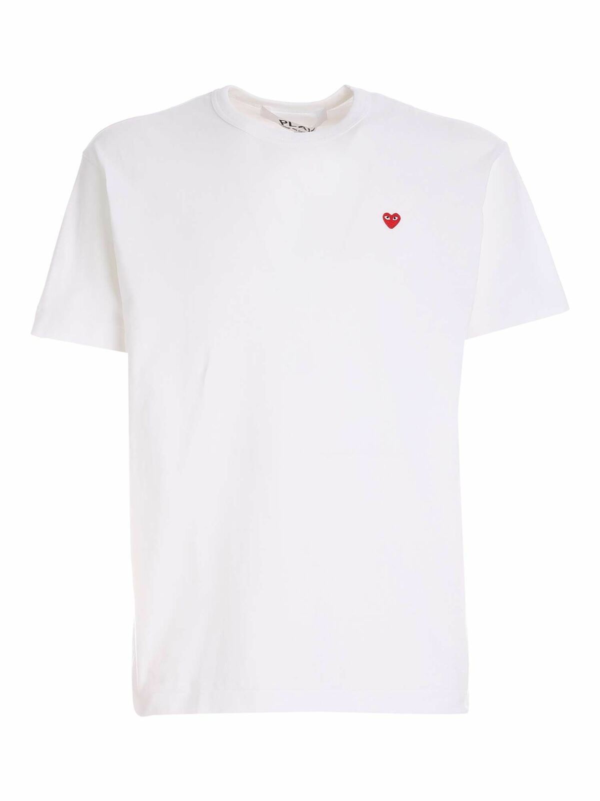 Comme Des Garçons Play Red Heart T-shirt In White
