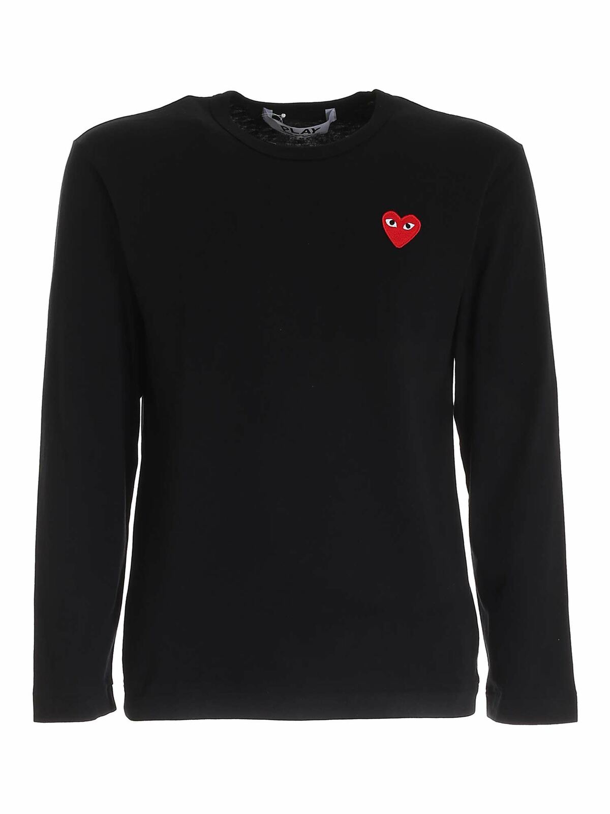 Shop Comme Des Garçons Play Heart Logo Long Sleeves T-shirt In Black