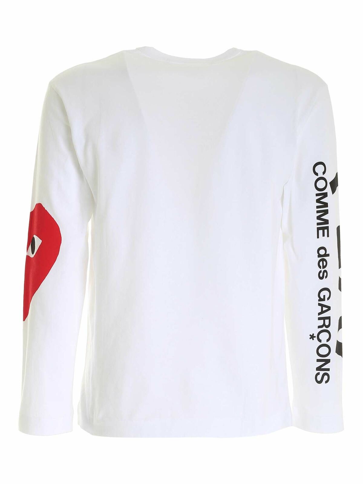 Shop Comme Des Garçons Play Logo Long Sleeves T-shirt In White