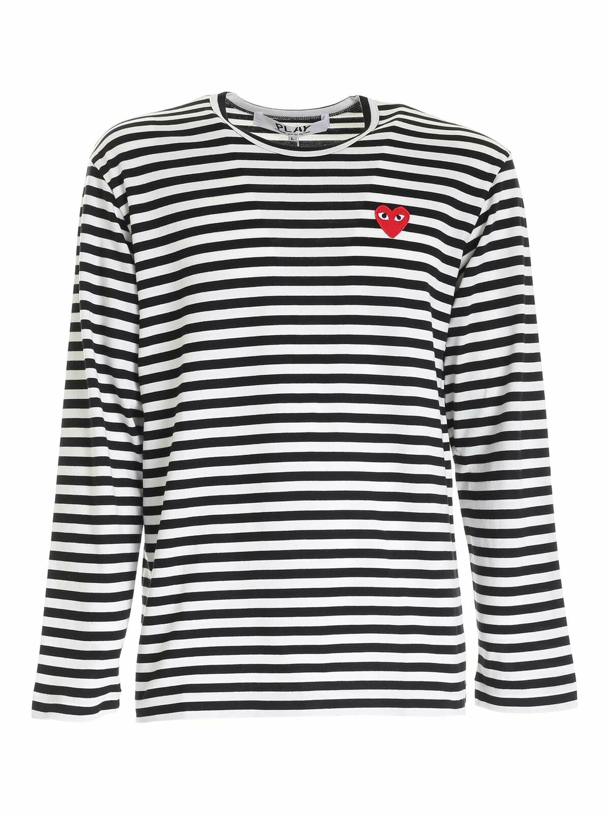 Comme Des Garçons Play Striped Long Sleeves T-shirt In White