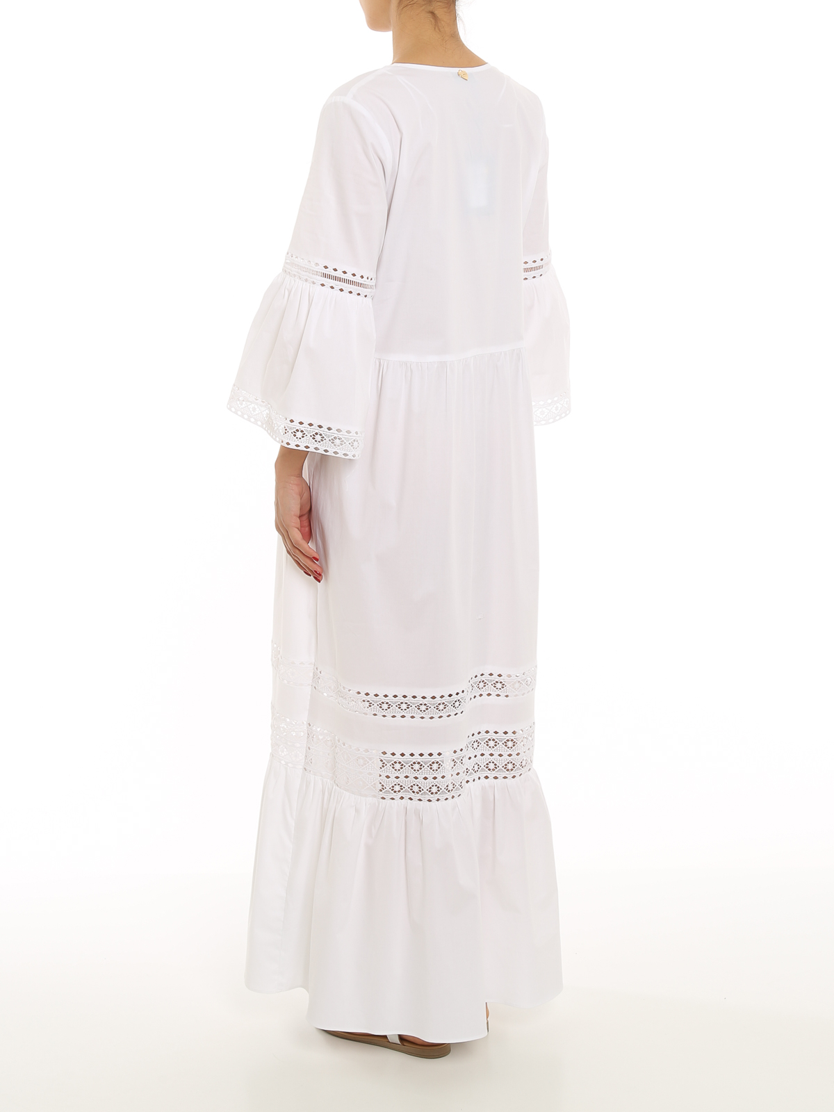 knee length dresses for ladies Baltic Born Womens Aspen Smocked Lace Maxi Dress | Off White