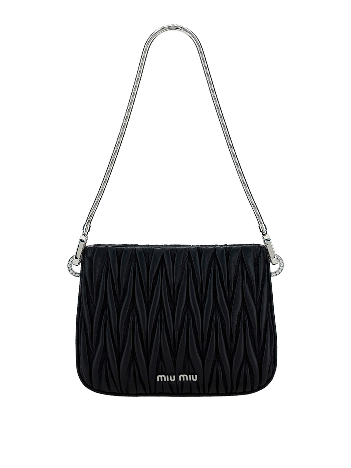 バッグ・カバンその他 MIU MIU Women Bags 5BP078VWRO2CVJ F0002 NERO Black Miu Miu Embossed Logo Leather top-handle Bag | Black | FARFETCH