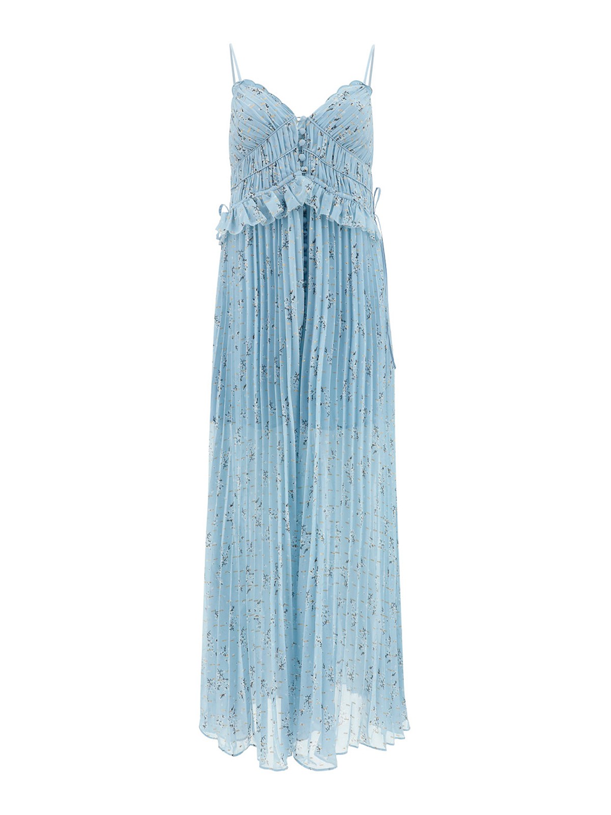 Flower Print Box Pleated Maxi Dress
