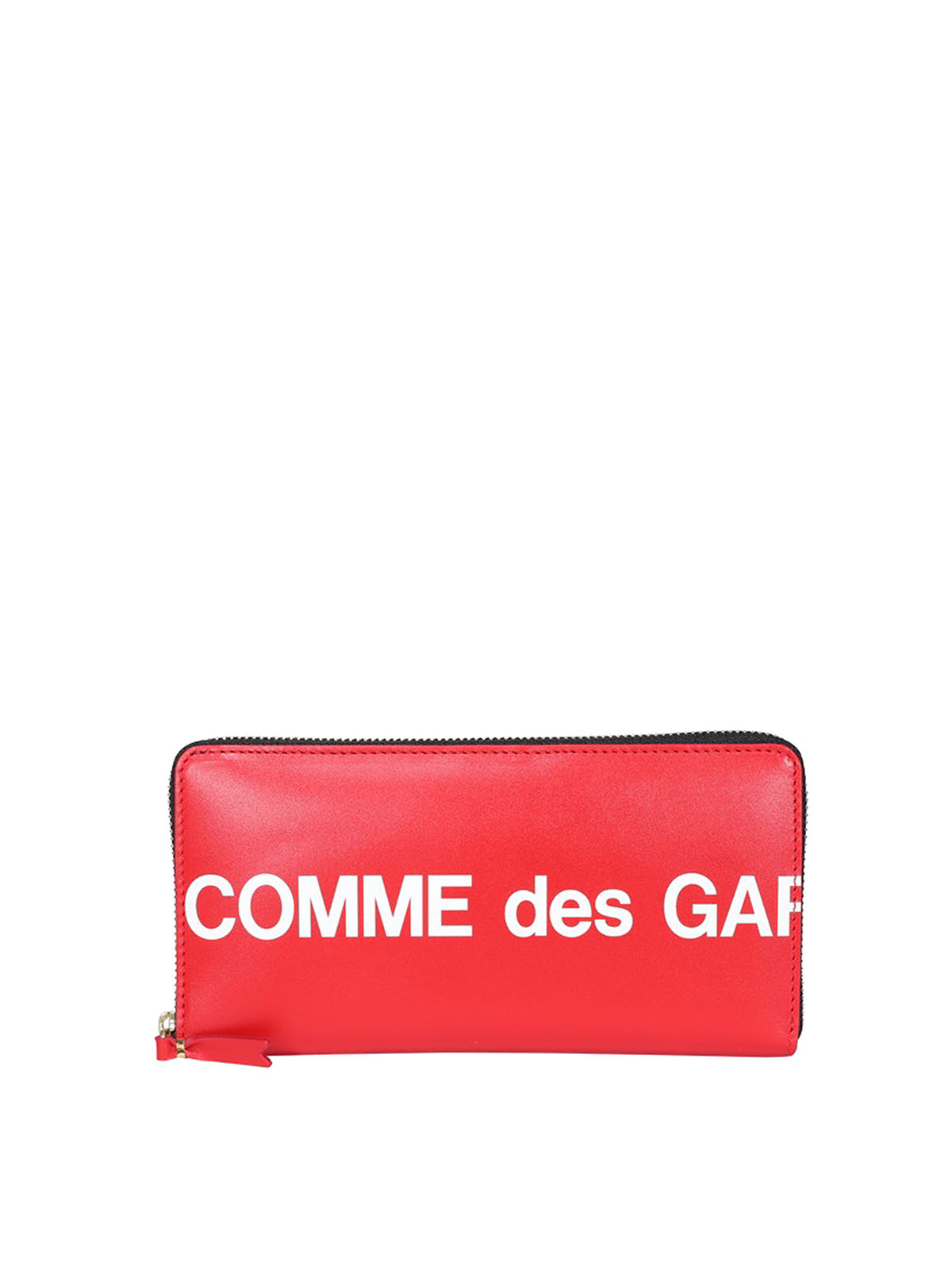 Comme Des Garçons Zip Around Logo Wallet In Red