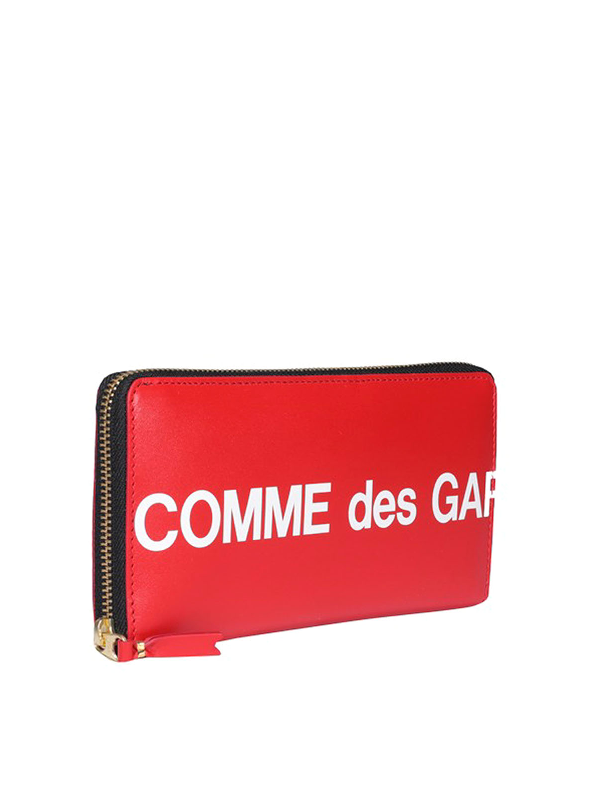 Shop Comme Des Garçons Zip Around Logo Wallet In Red