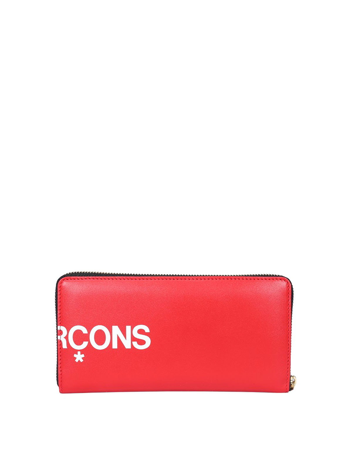 Shop Comme Des Garçons Zip Around Logo Wallet In Red