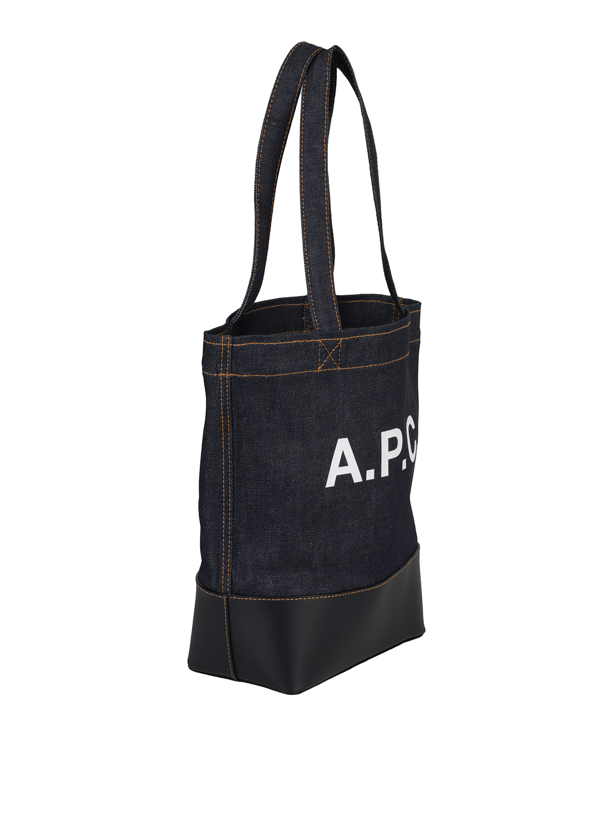 Totes bags A.P.C. Axel small denim and leather shopping bag CODDPF61389IAK