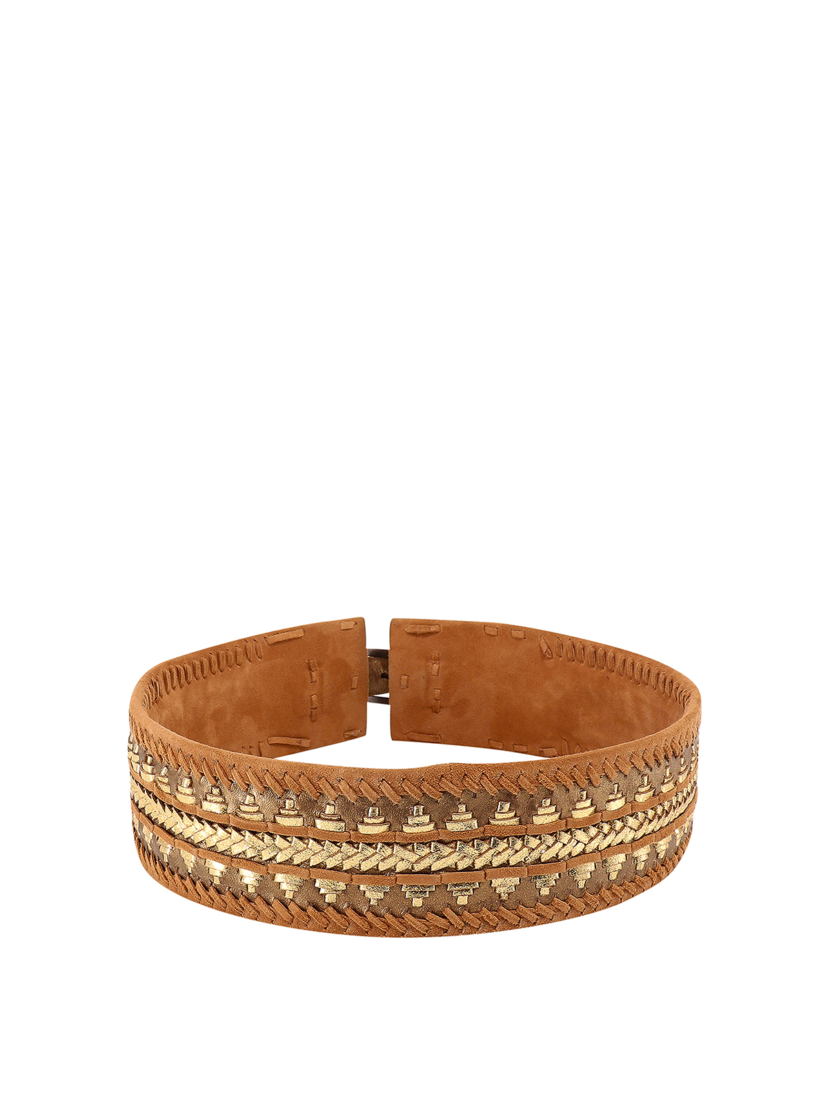Mes Demoiselles Gold-tone trim suede belt - Brown  display picture 2