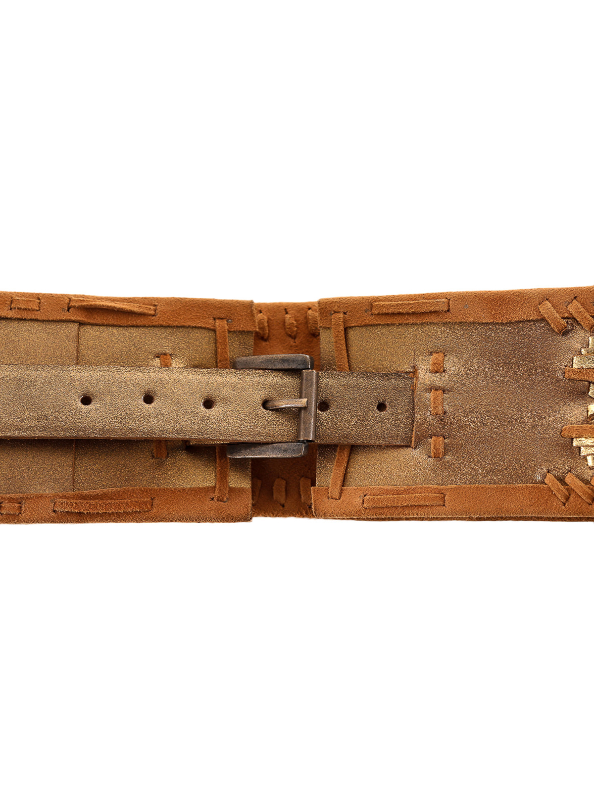 Mes Demoiselles Gold-tone trim suede belt - Brown  display picture 1