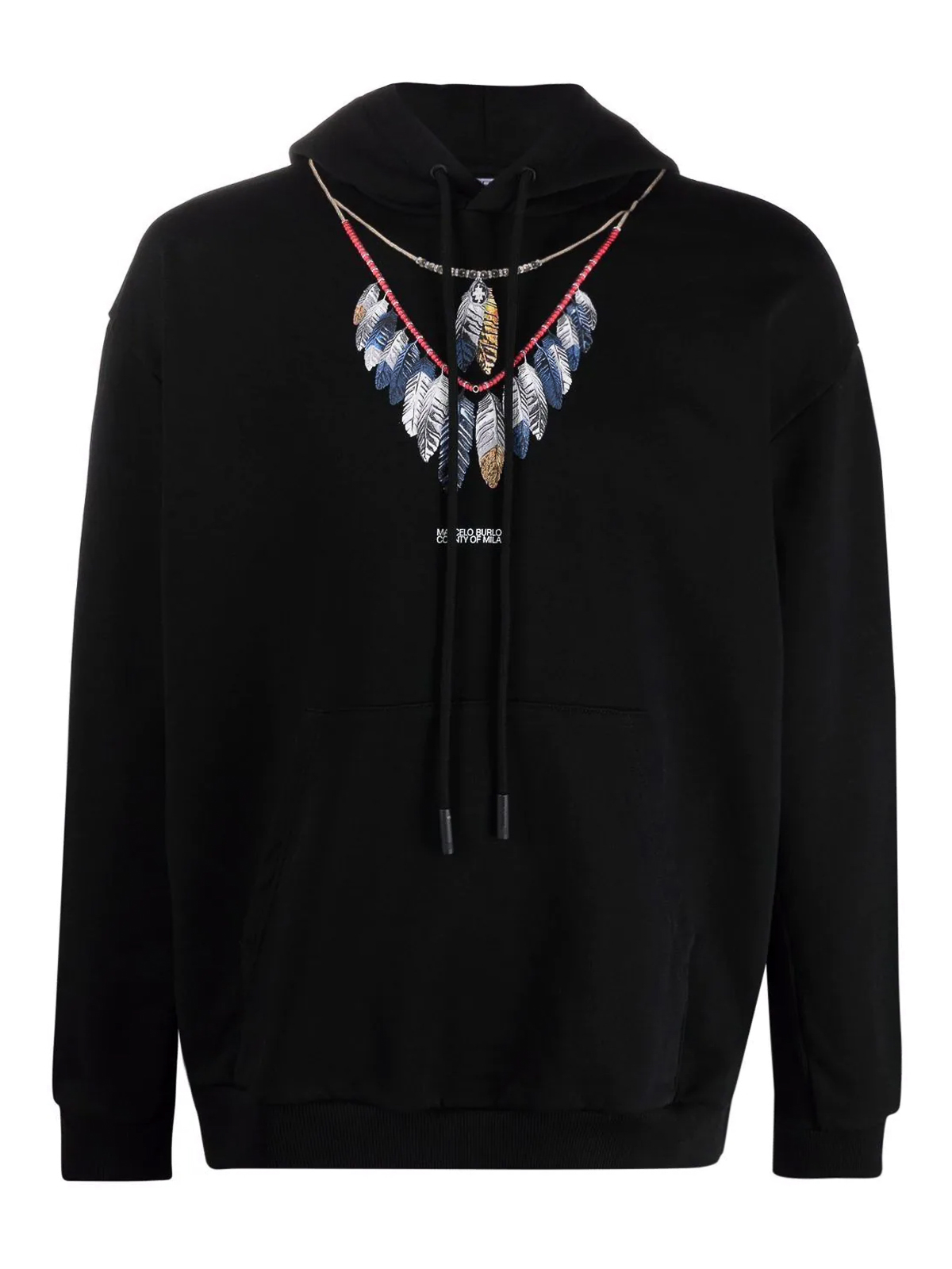 Jersey hoodie with feather print sale