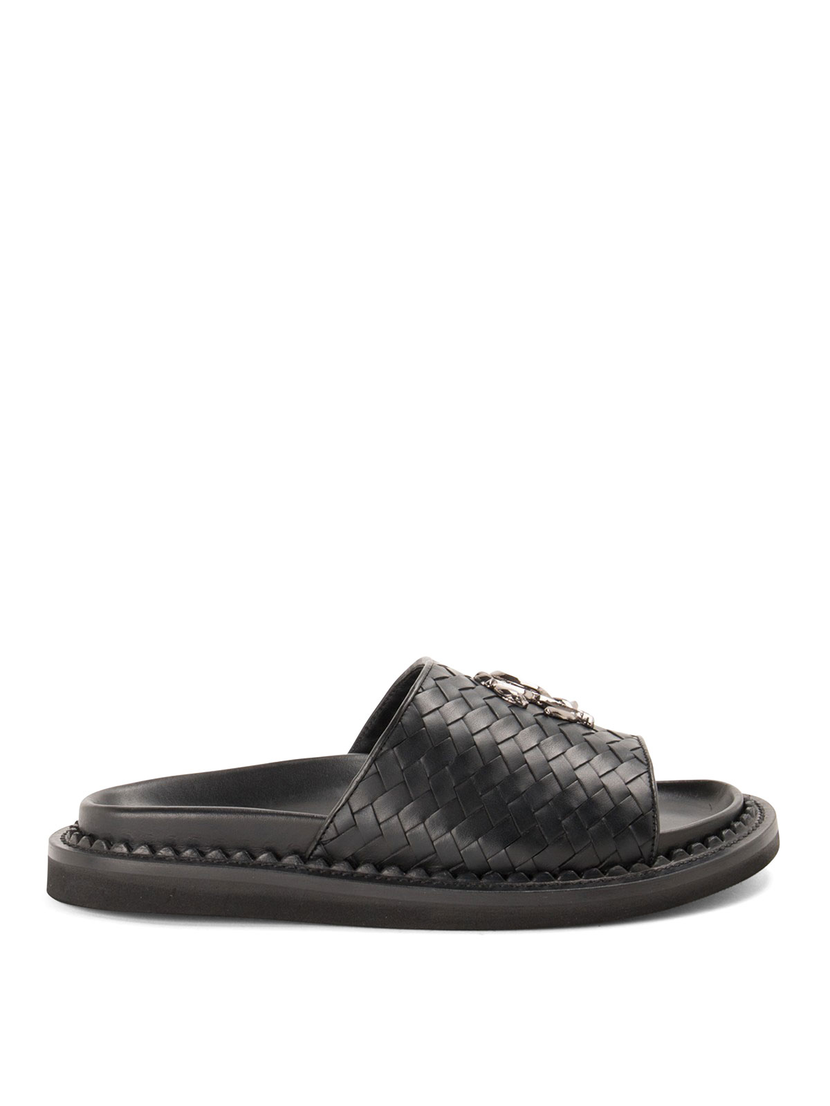 Roberto Cavalli Woven leather sandals - Black - Men|10783A