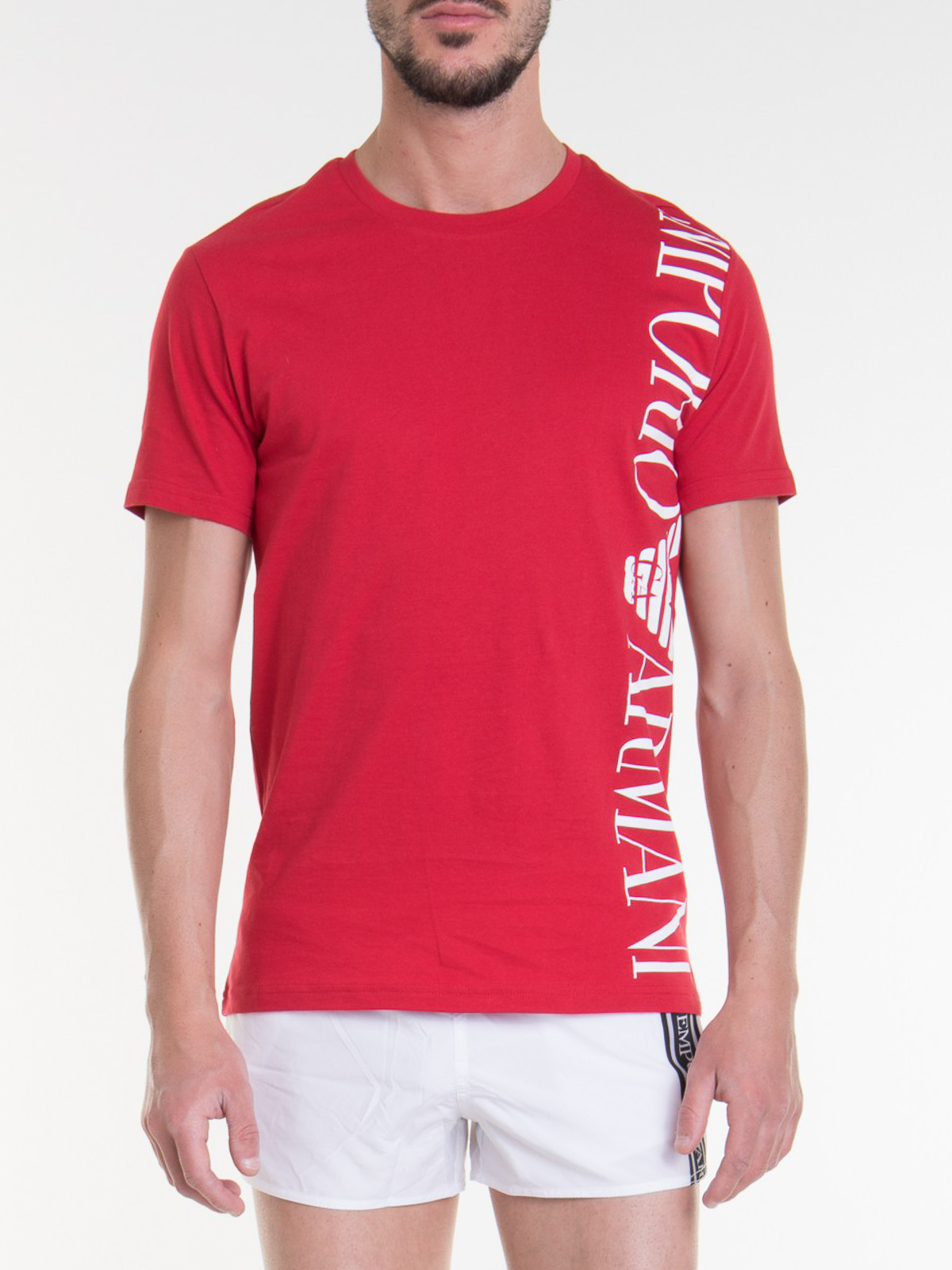 lettelse Entreprenør følelse T-shirts Emporio Armani - Red cotton T-shirt - 2118311P46906574