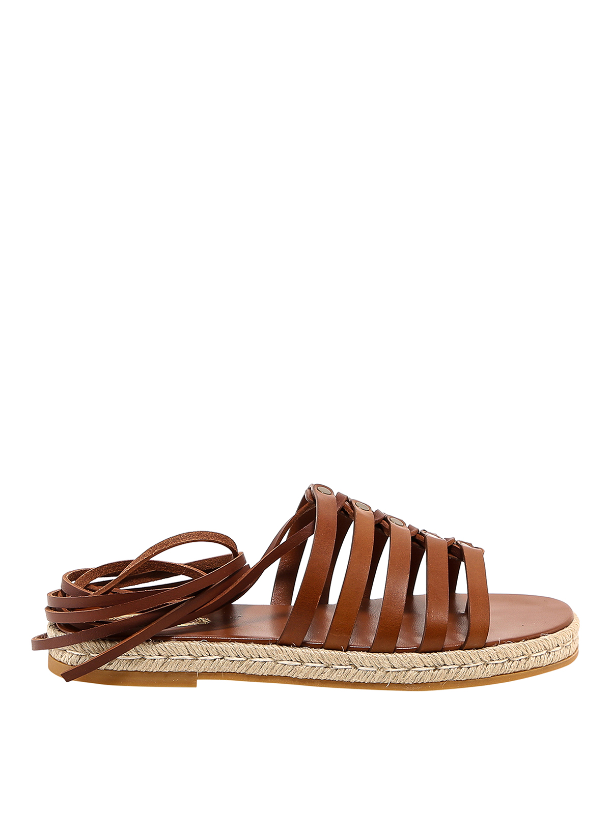 Tod's Leather Cage Sandals In Marrón