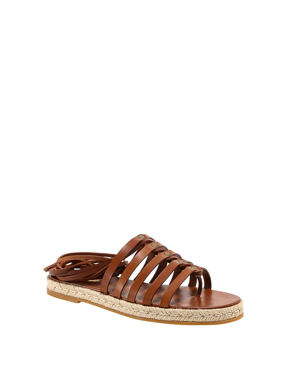 Shop Tod's Leather Cage Sandals In Marrón