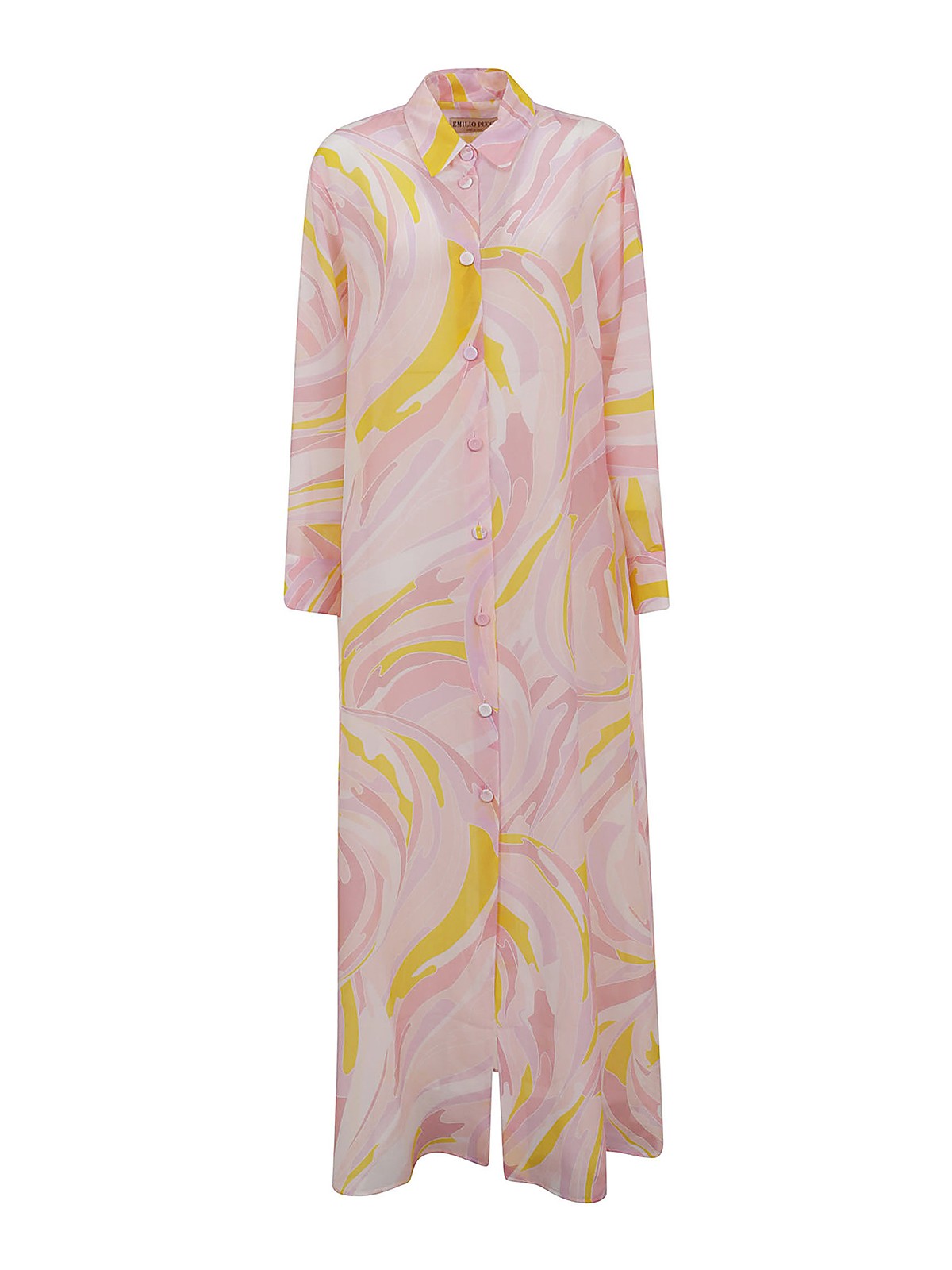 Robe Longue Maxi Brodée Emilio Pucci Blanc Rose Du Japon - Taille L 100% Coton Neuf
