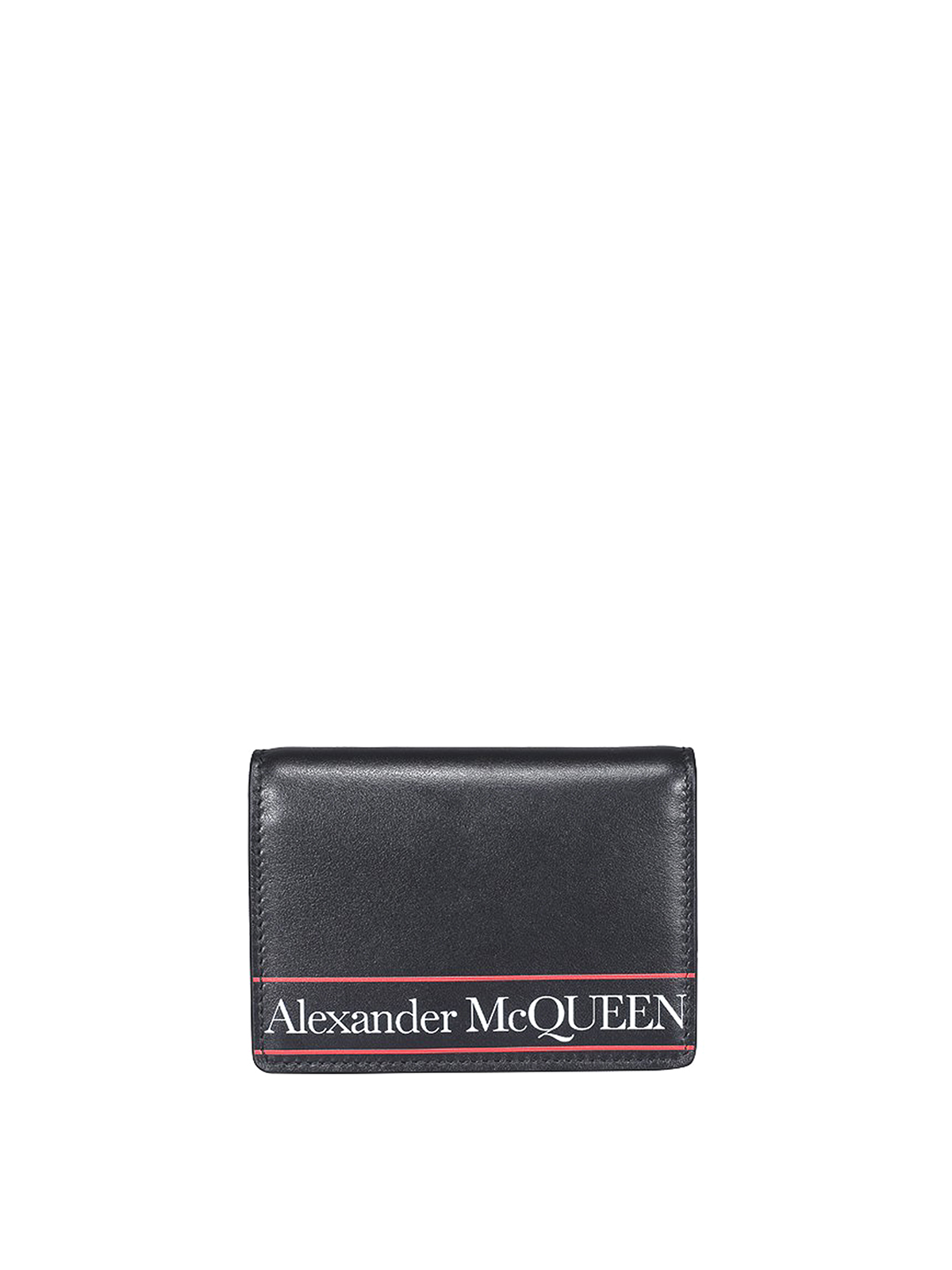 Alexander Mcqueen Logo Print Leather Wallet In Black