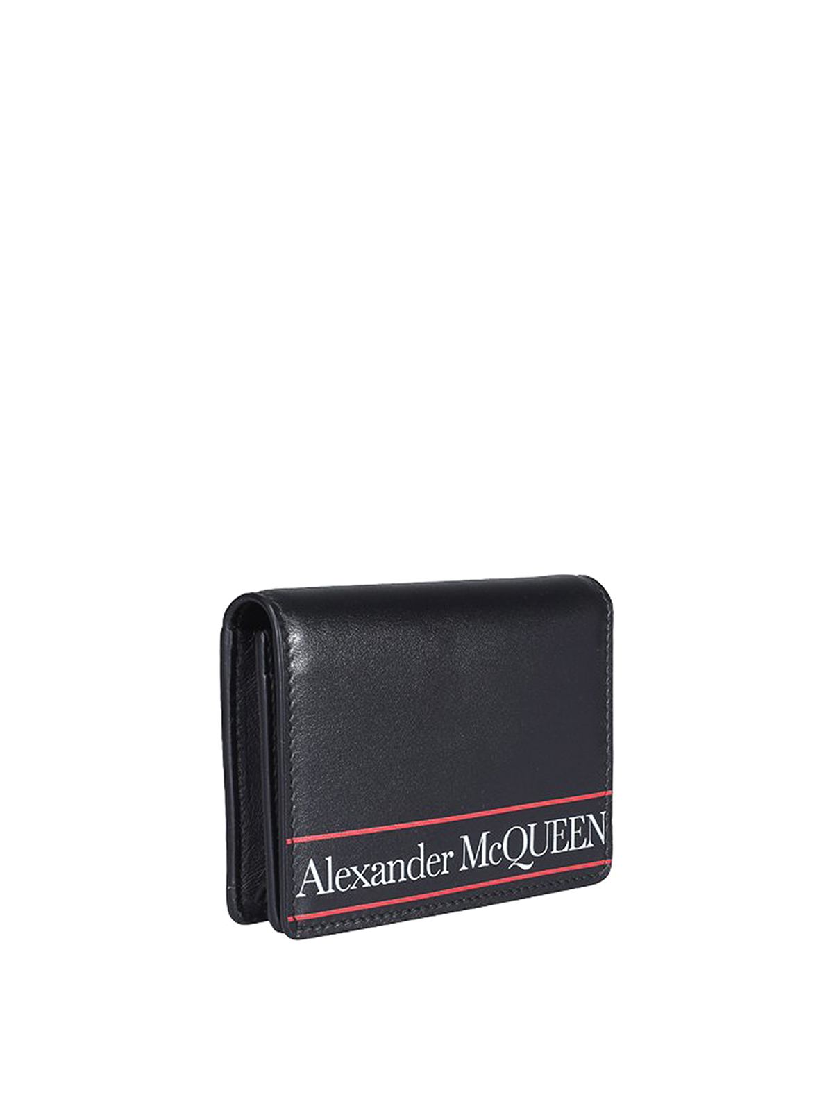 Shop Alexander Mcqueen Logo Print Leather Wallet In Black