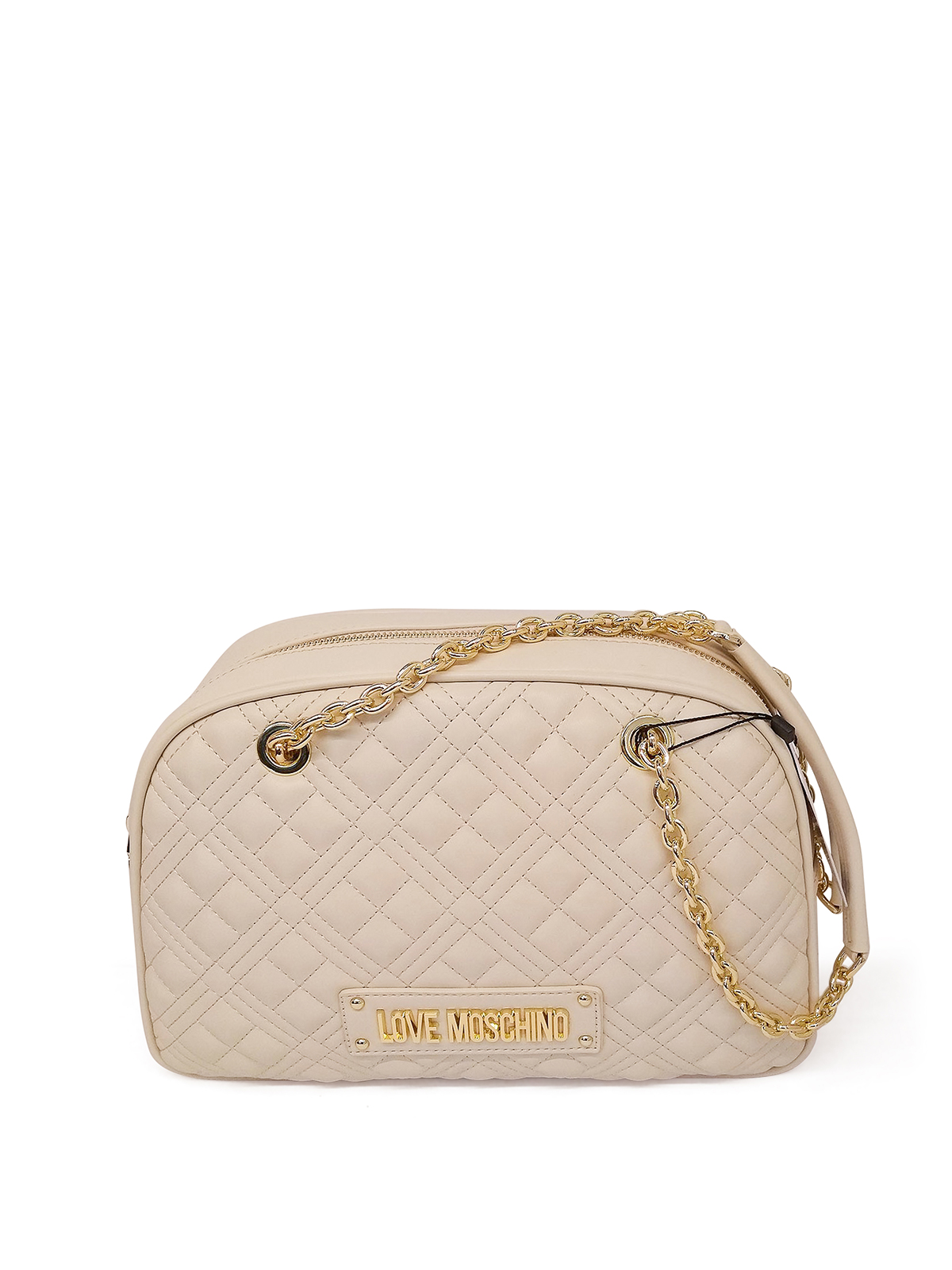 Love Moschino White quilted faux leather bowling bag