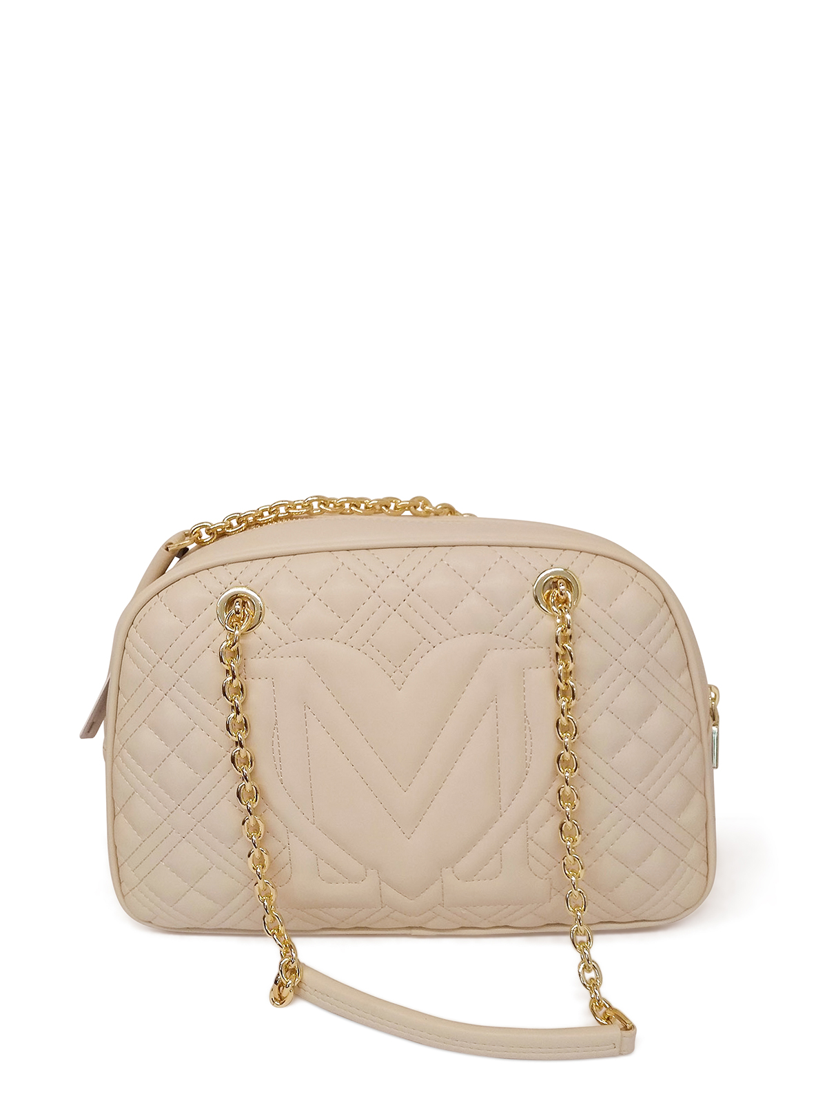 Love Moschino White quilted faux leather bowling bag