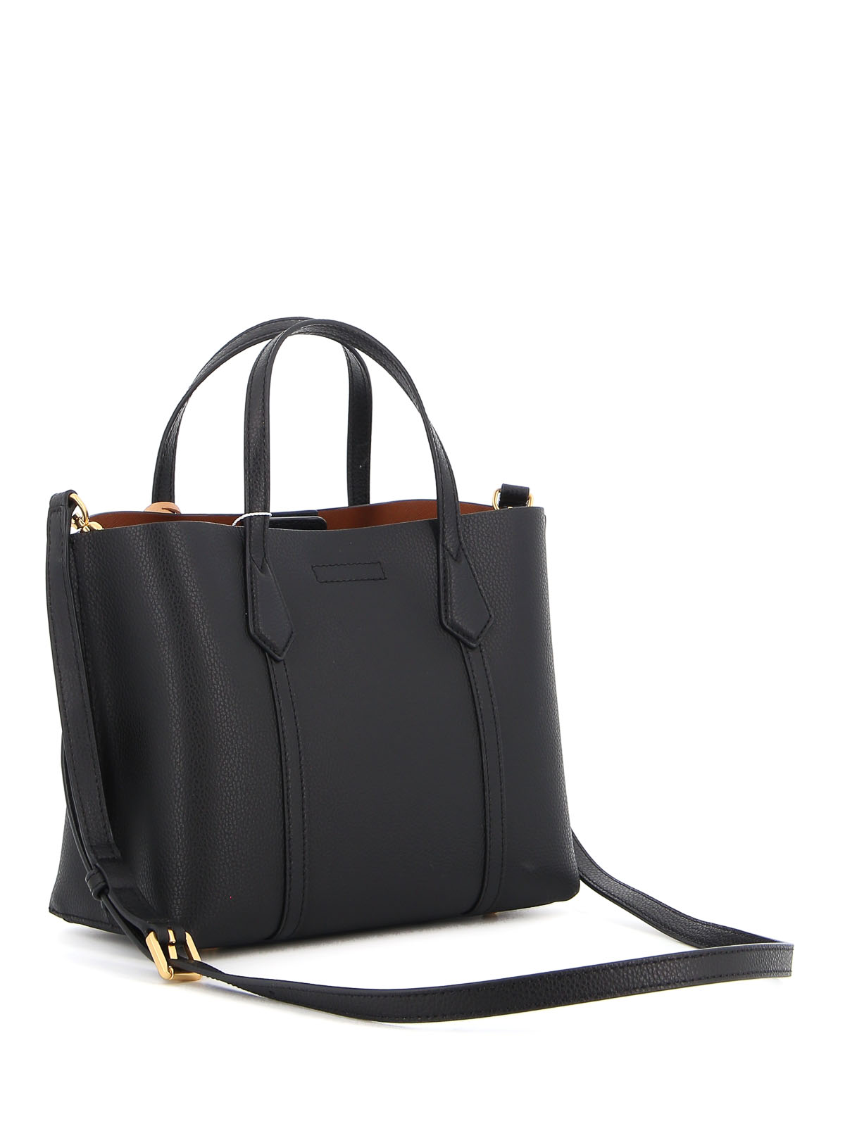 Shop Tory Burch Perry Small Leather Tote Bag In Negro