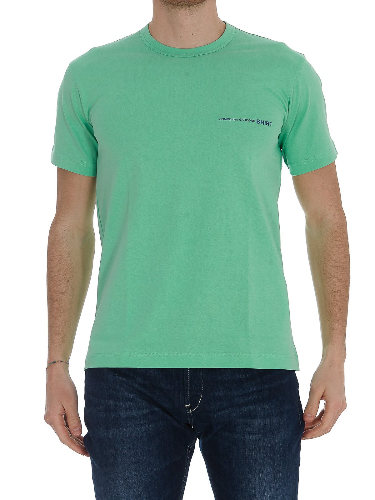 Shop Comme Des Garçons Green Cotton T-shirt