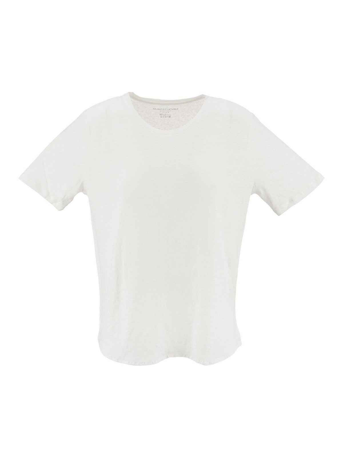 Majestic Short Sleeve Stretch Linen T-shirt In White