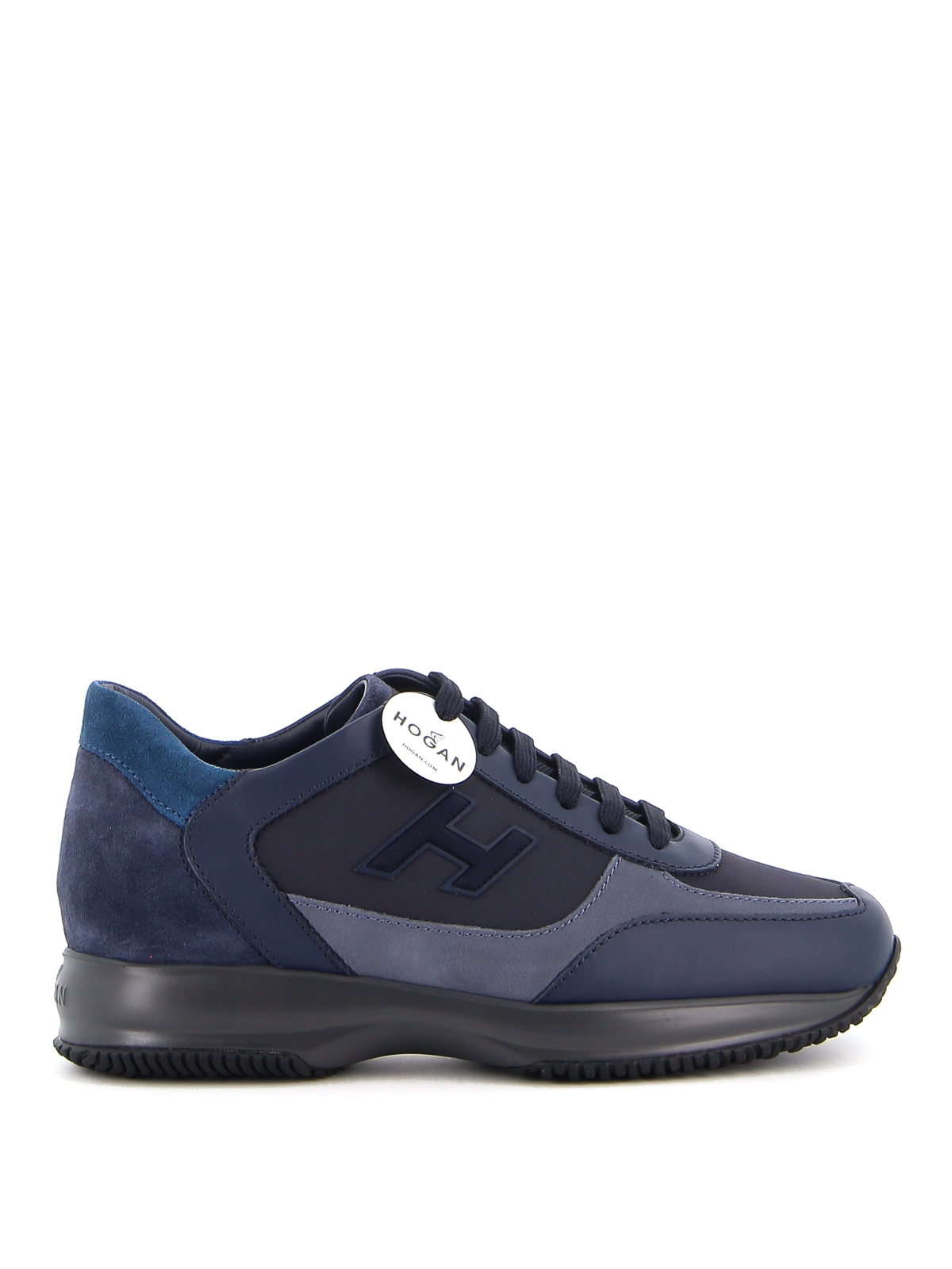 Shop Hogan Interactive Leather And Suede Sneakers In Azul