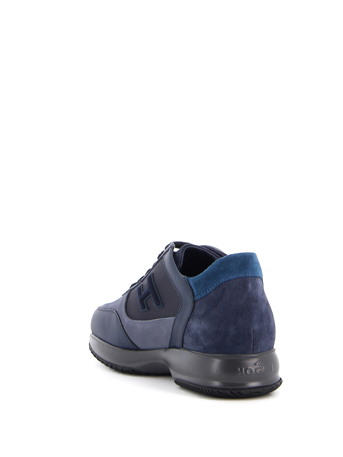 Shop Hogan Interactive Leather And Suede Sneakers In Azul