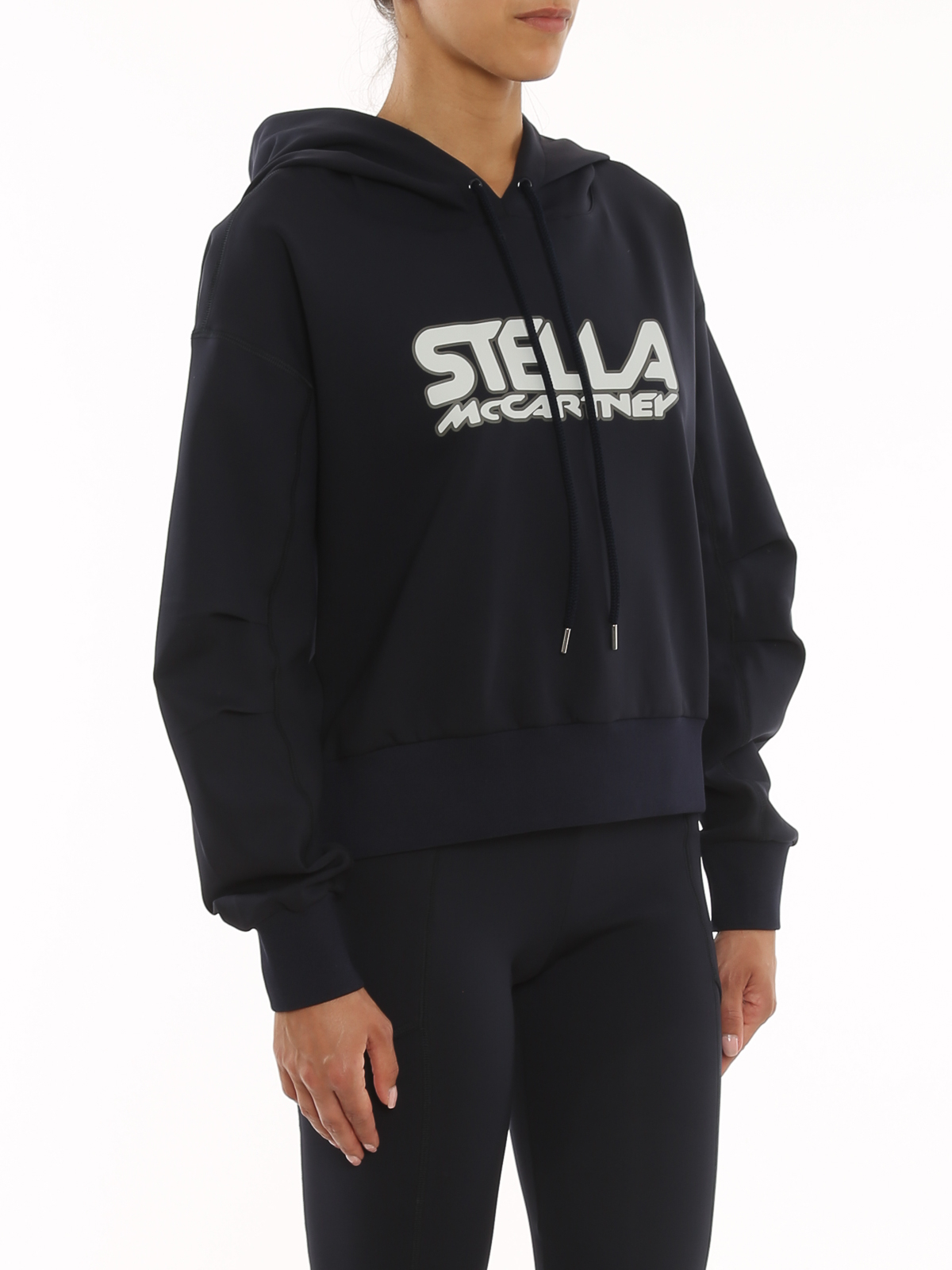Shop Stella Mccartney Logo Print Scuba Sweatshirt In Dark Blue