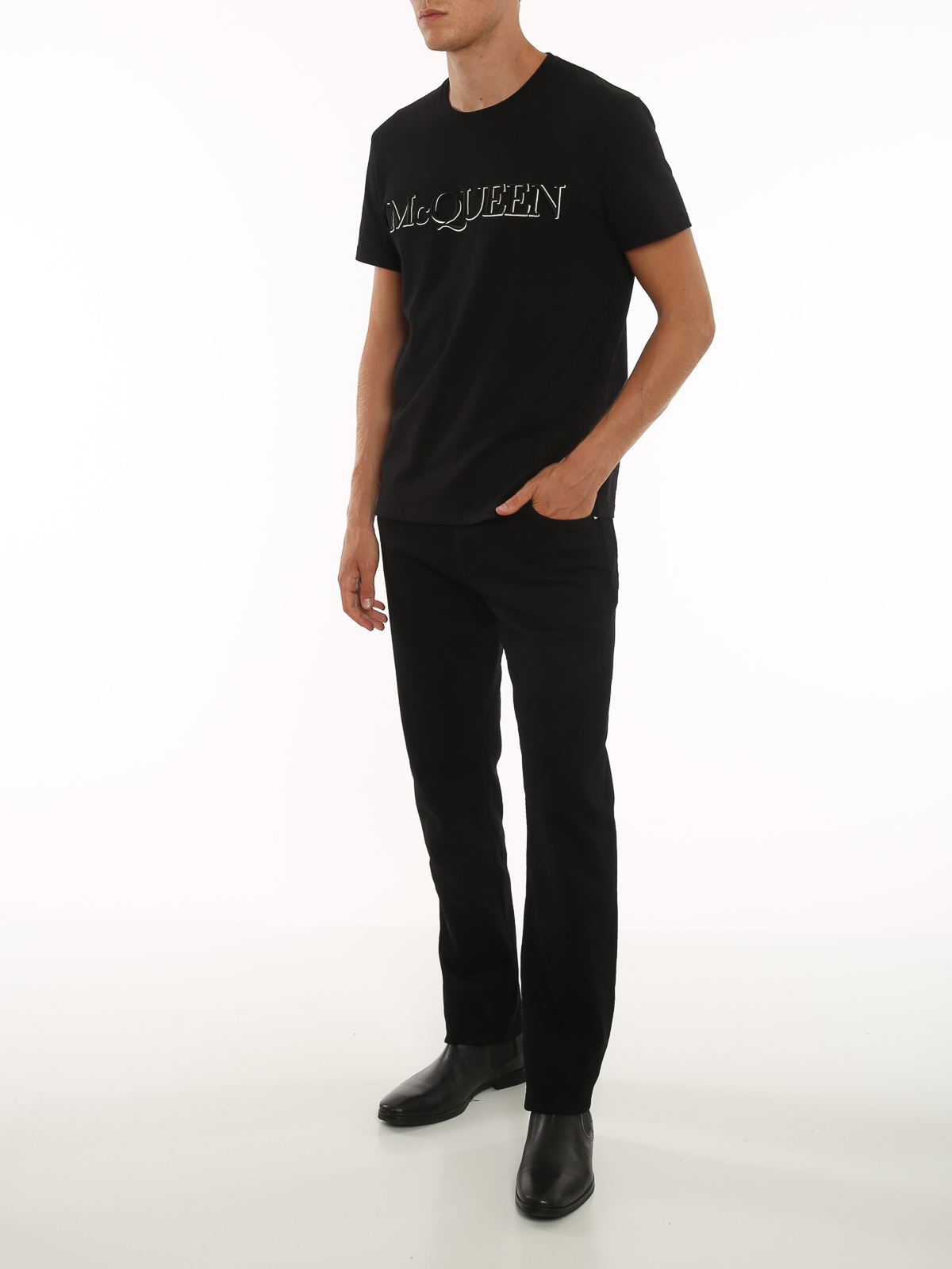 ALEXANDER MCQUEEN Graffiti Straight-Leg Logo-Embroidered Jeans for Men