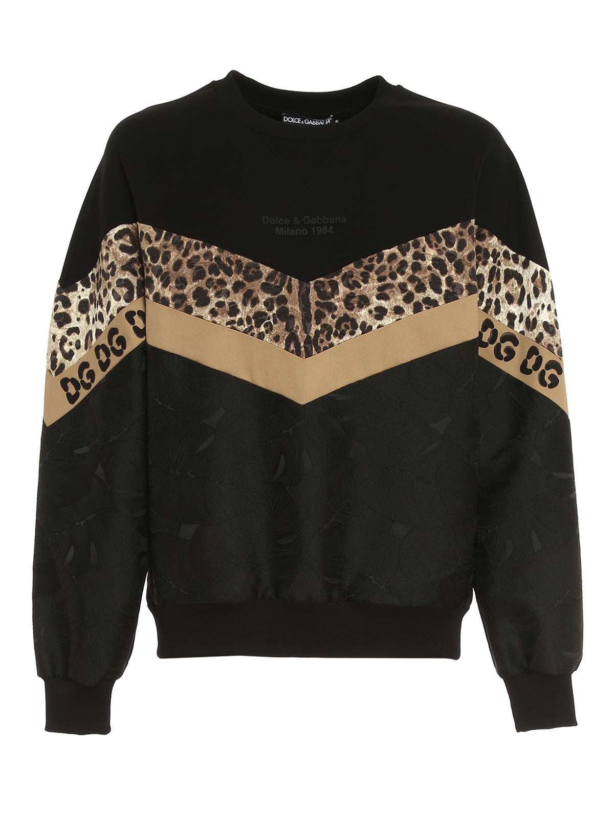 Dolce & Gabbana Brocade Jersey Sweatshirt In Black