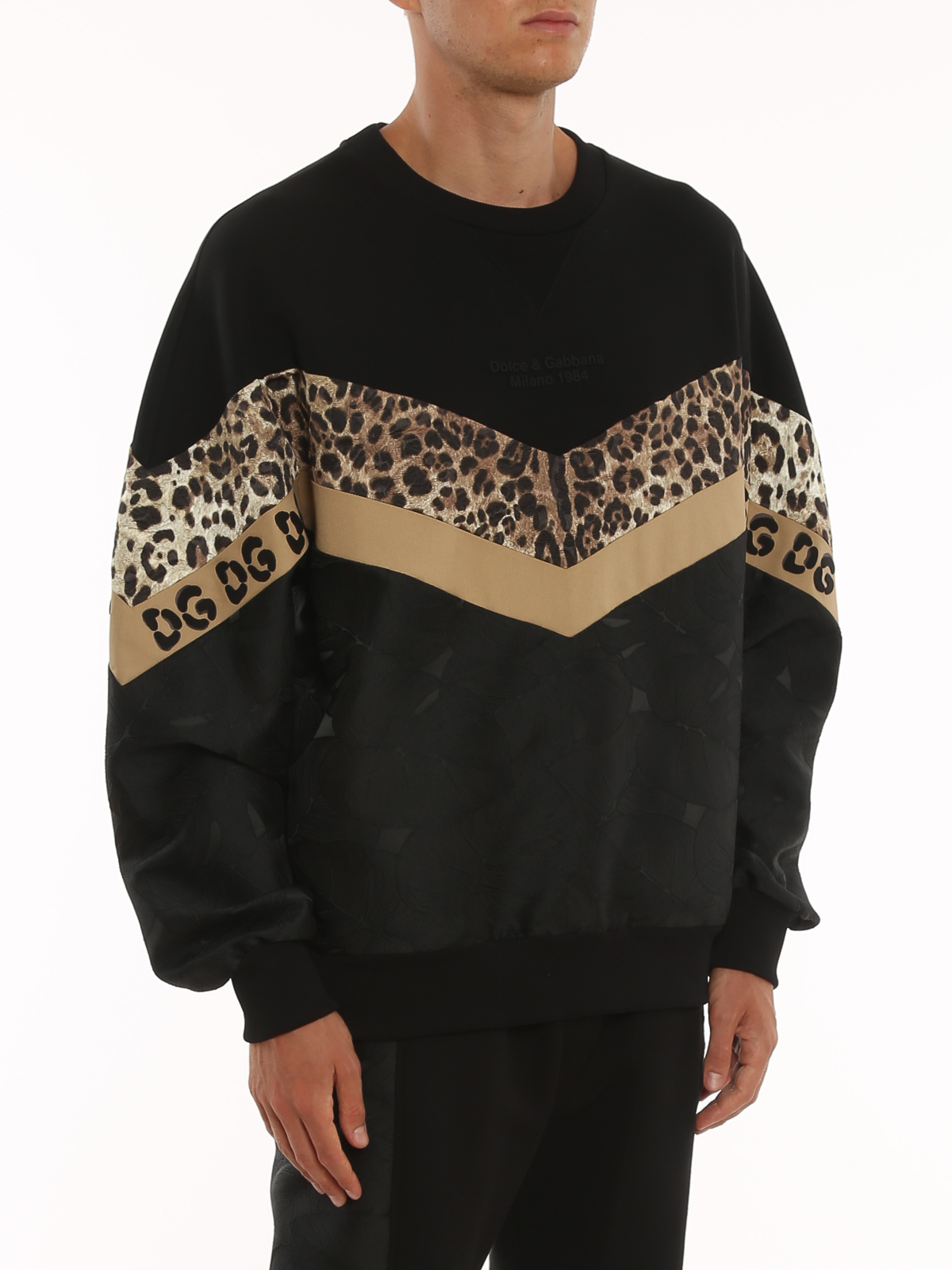 Shop Dolce & Gabbana Brocade Jersey Sweatshirt In Black