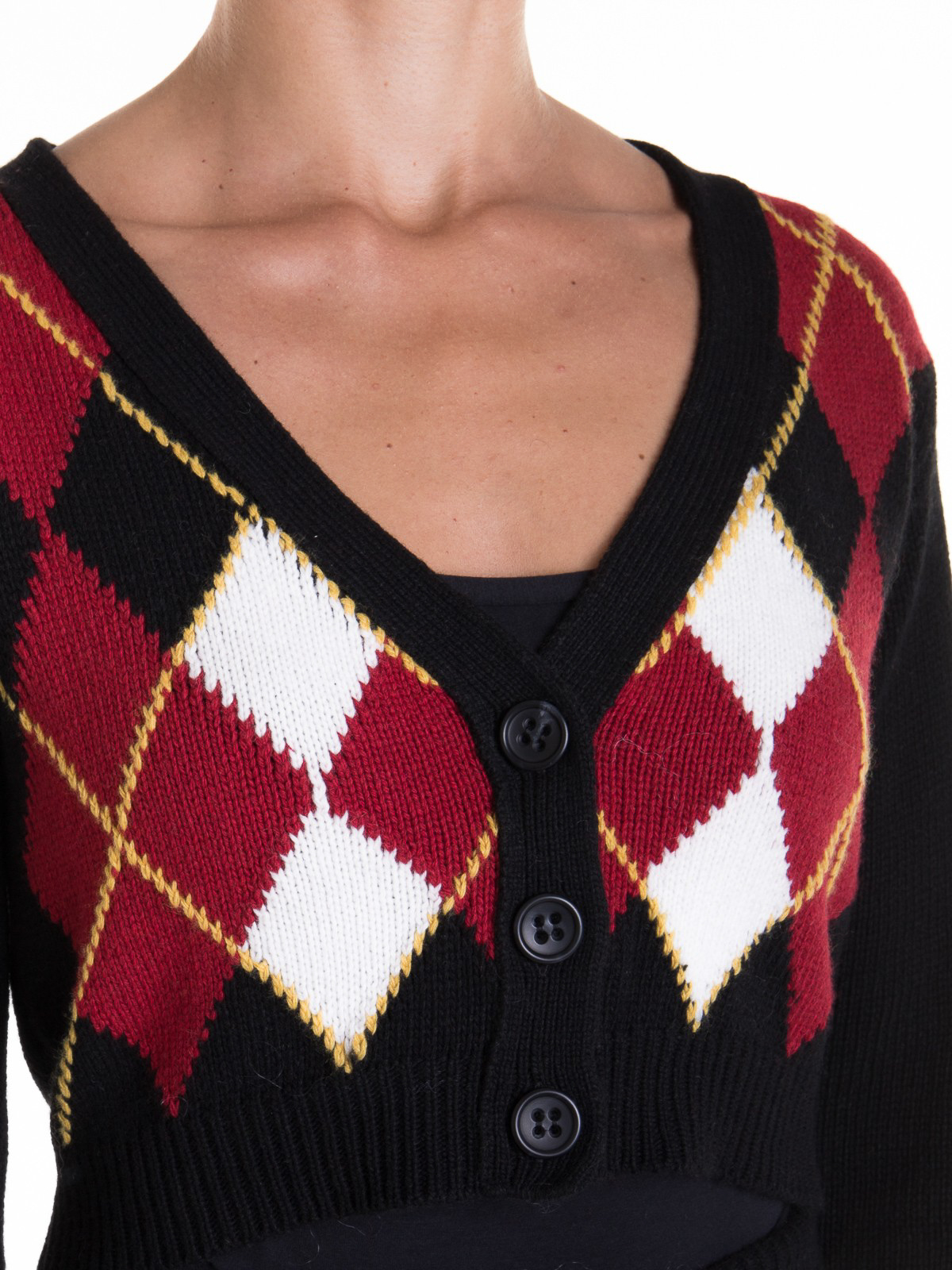 Valentino Red Argyle-check cardigan - Black|WR3KA02B63E0NO