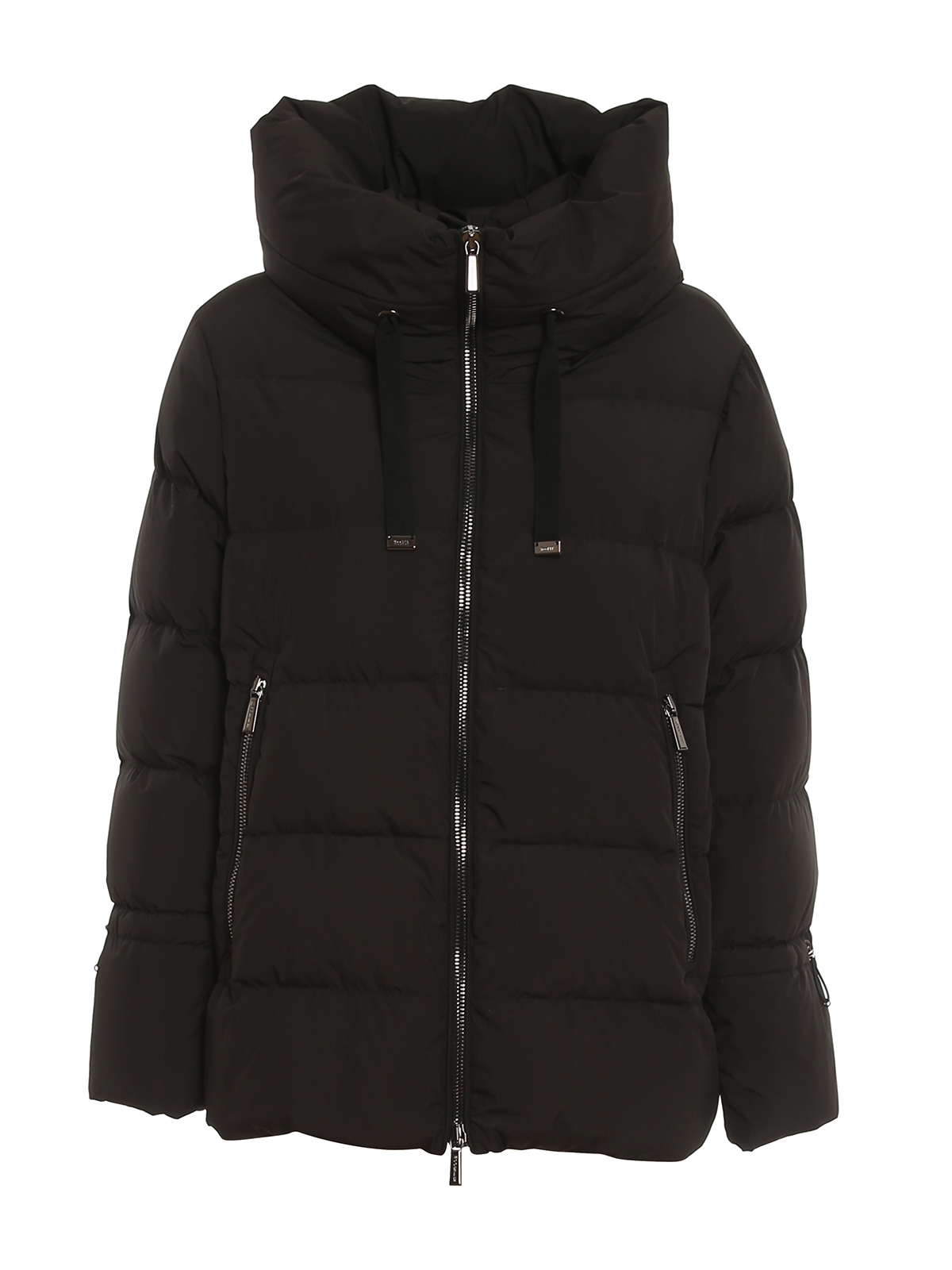 Moorer Quilted Coat Hood Drawstring Hem In Black