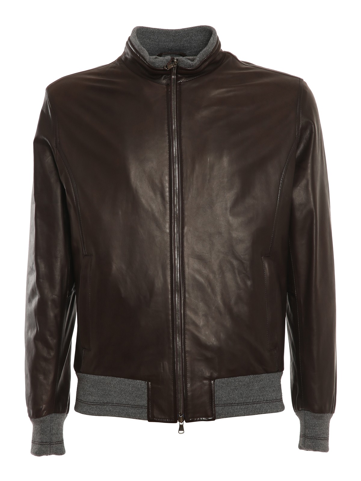 Barba Leather Jacket In Marrón