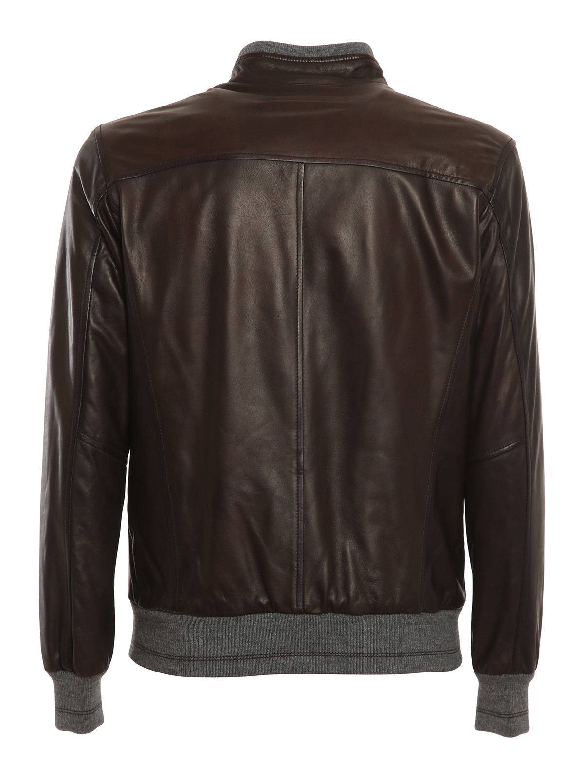 Shop Barba Leather Jacket In Marrón
