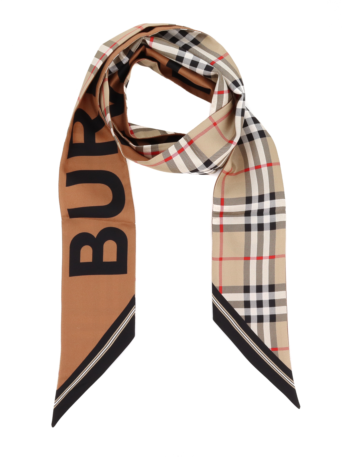 BURBERRY: Vintage Check Scarf in printed cashmere - Brown