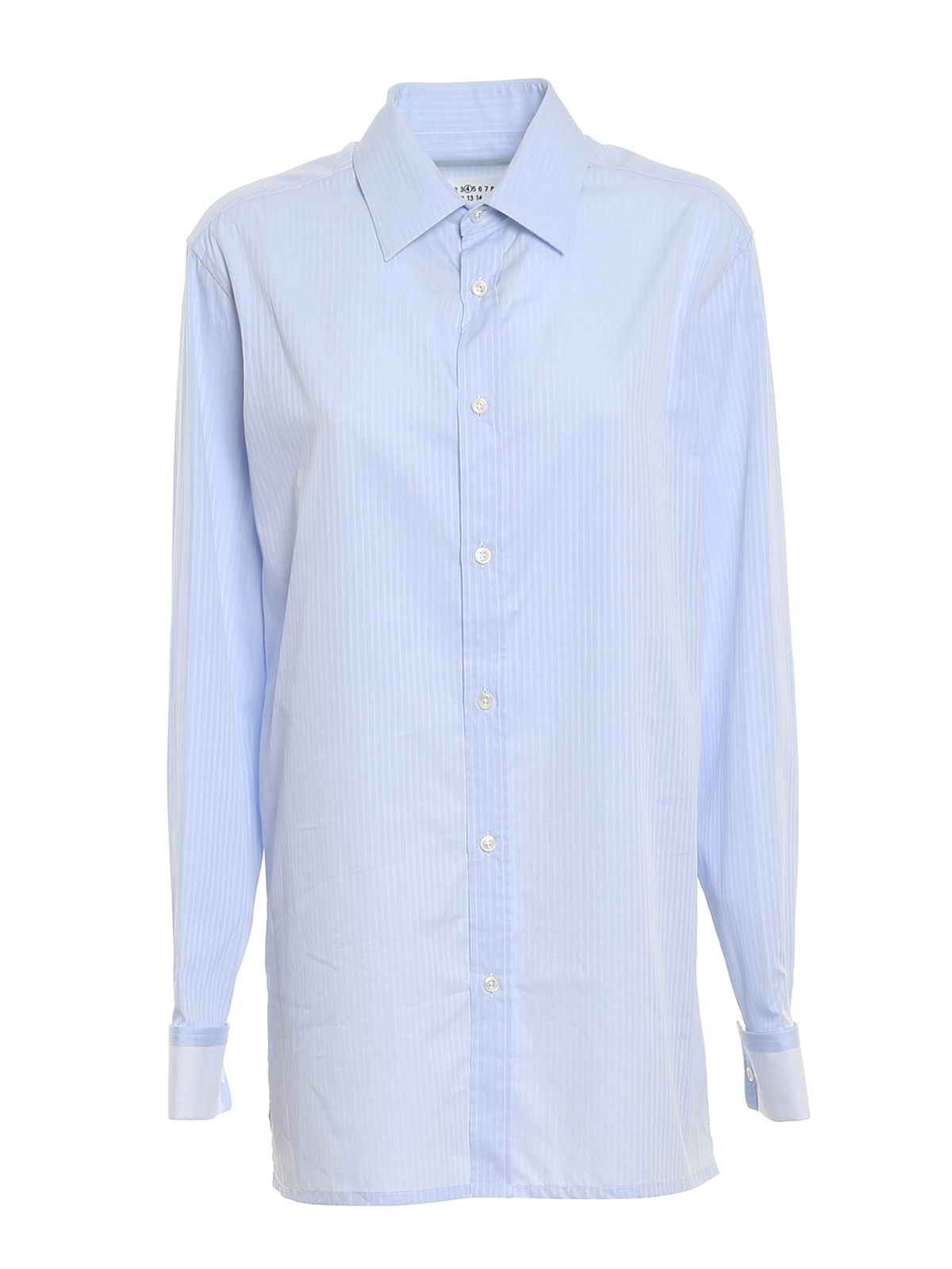 Maison Margiela Striped Cotton Poplin Shirt In Azul Claro